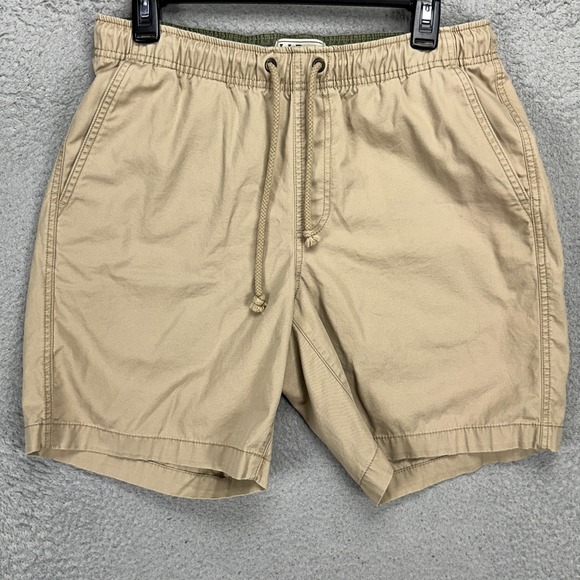 L.L. Bean Mens Pull On Shorts Medium Tan Drawstring Classic Fit Organic Cotton
